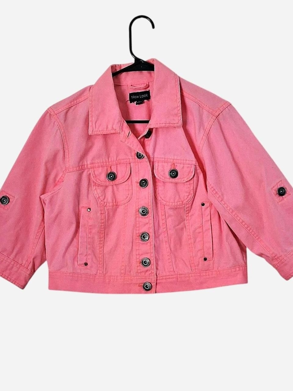 New Look Pink Cropped Denim Jacket